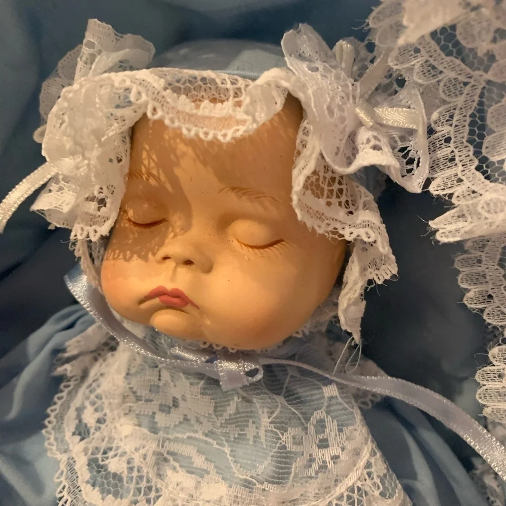 Blue Lace Baby Doll with Bonnet